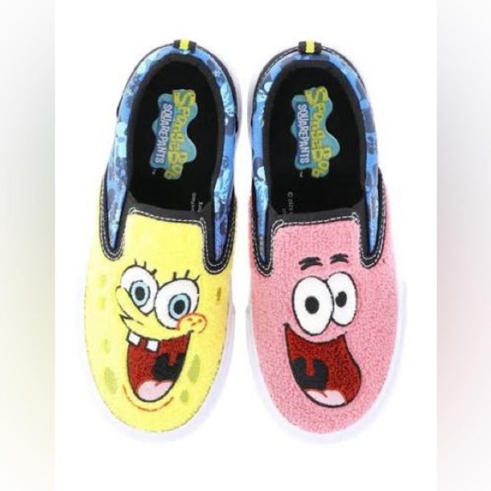 SpongeBob SquarePants & Patrick Star Kids' Fleece Slip-On Sneakers Size 4